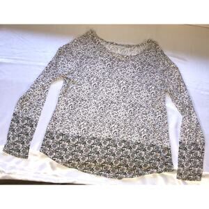 Lucky Brand Shirt Long Sleeve Floral Olive Green Pink Womens Size L